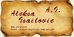 Aleksa Isailović vizit kartica
